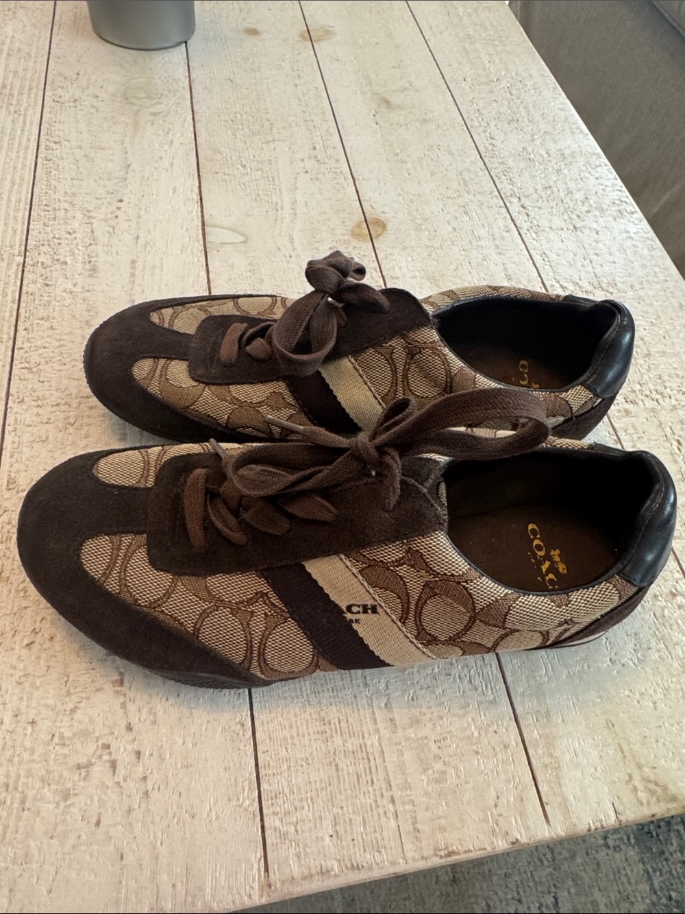 Coach Brown and Tan Signature Canvas Sneakers
